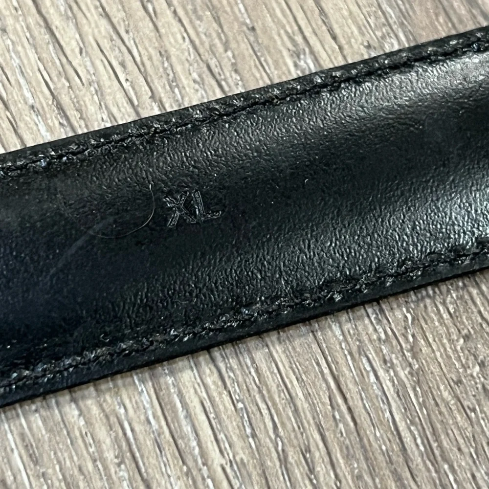 Joseph Turner Made in England XL 38W Genuine Leather Black Belt Silver Buckle